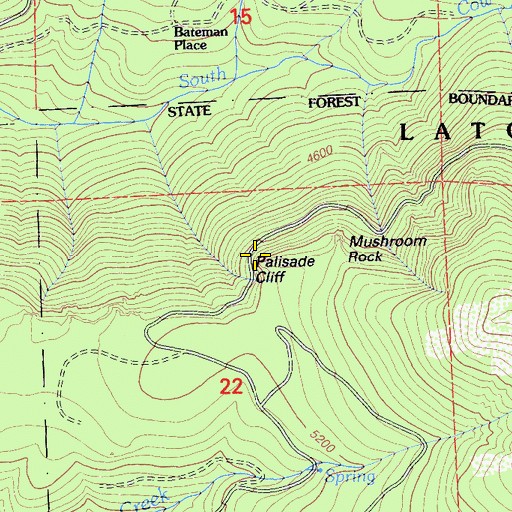 Topographic Map of Palisade Cliff, CA