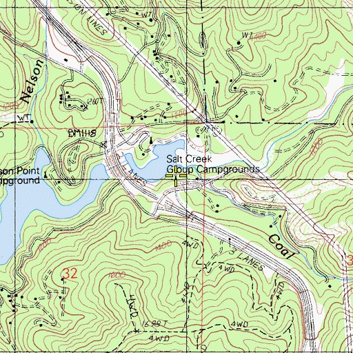 Topographic Map of Salt Creek Group Campgrounds, CA