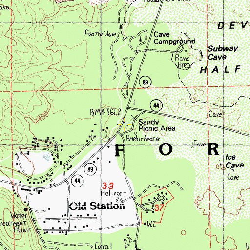 Topographic Map of Sandy Picnic Area, CA
