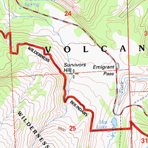 Topographic Map of Survivors Hill, CA