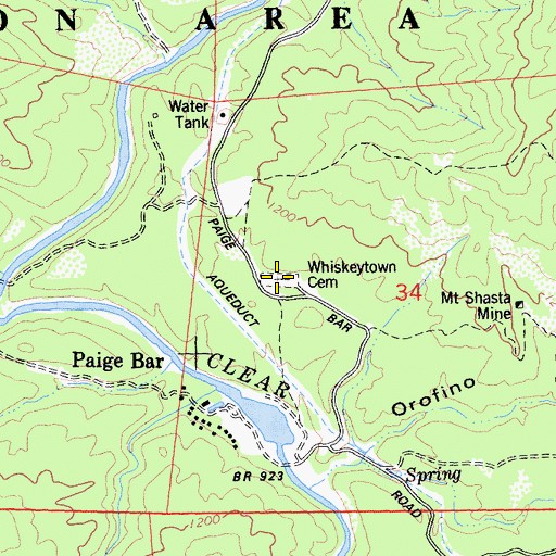 Topographic Map of Whiskeytown Cemetery, CA