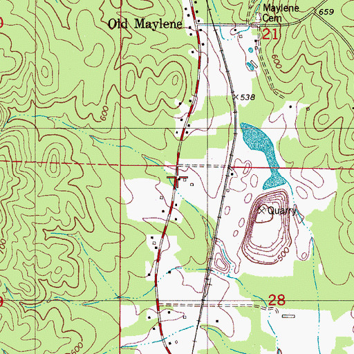Topographic Map of Flora Post Office (historical), AL