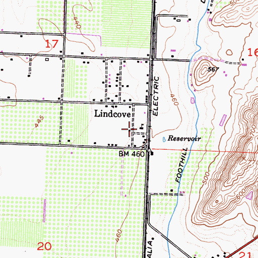 Topographic Map of Lind Cove School, CA
