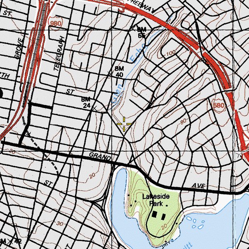 Topographic Map of First Congregational Church, CA
