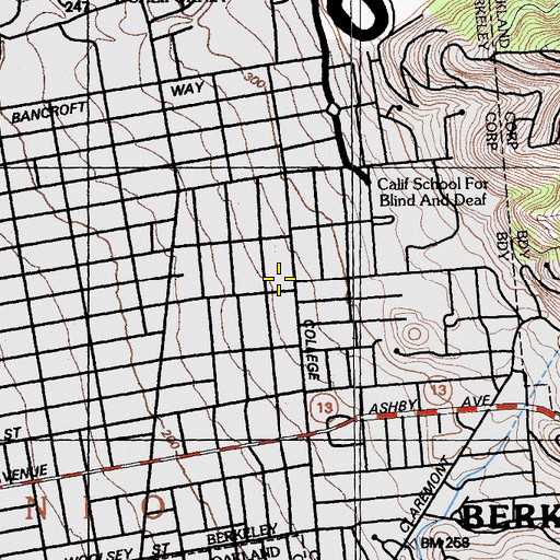 Topographic Map of Saint Johns Presbyterian Church, CA