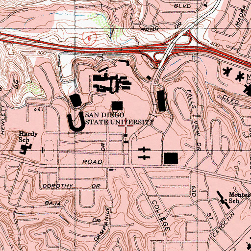 Topographic Map of Aztec Center, CA
