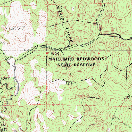 Topographic Map of Mailliard Redwoods State Natural Reserve, CA
