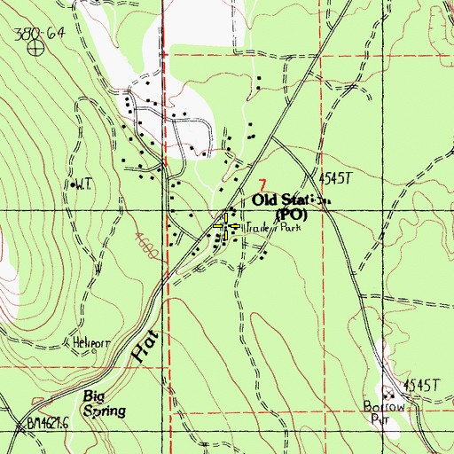 Topographic Map of Old Station Post Office, CA