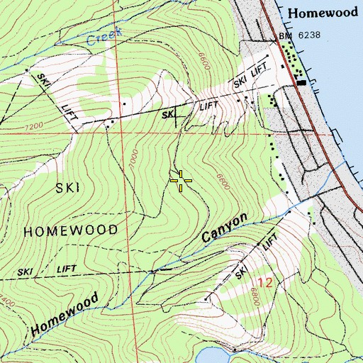 Topographic Map of Homewood Ski Area, CA