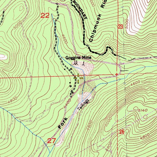 Topographic Map of Goggins, CA