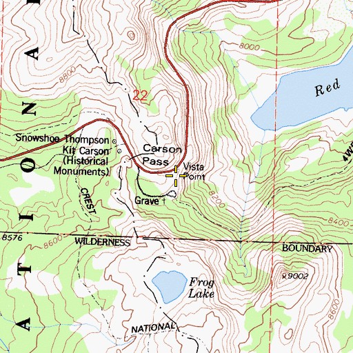 Topographic Map of Carson Pass Scenic Viewpoint, CA