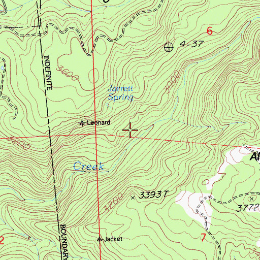 Topographic Map of Jarrett Spring, CA
