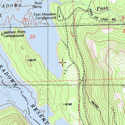Topographic Map of East Meadow Campground, CA