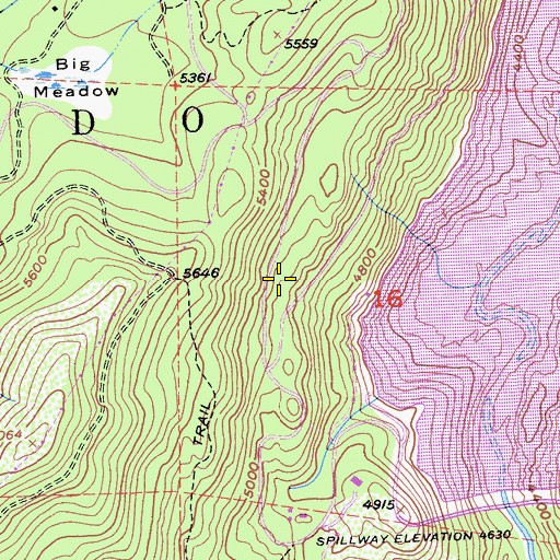 Topographic Map of Hell Hole Campground, CA