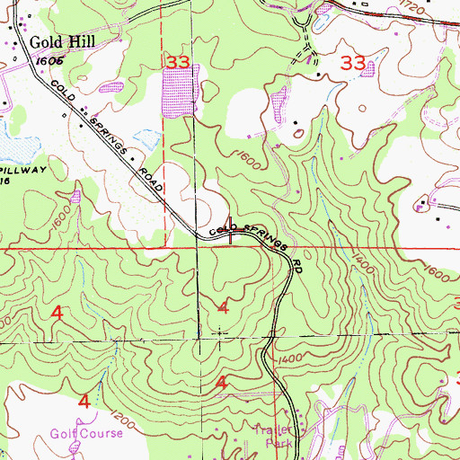 Topographic Map of Gold Hill School, CA