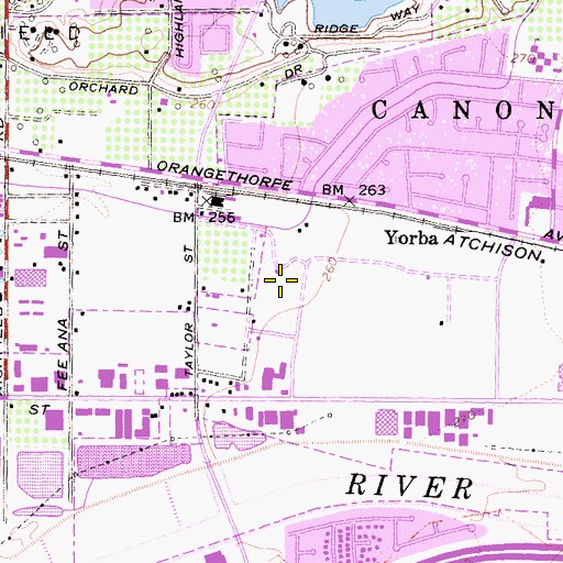 Topographic Map of KORG-AM (Anaheim), CA