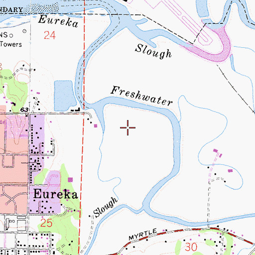 Topographic Map of KTCD-AM (Eureka), CA
