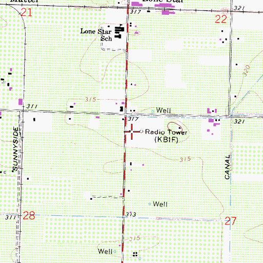 Topographic Map of KBIF-AM (Fresno), CA