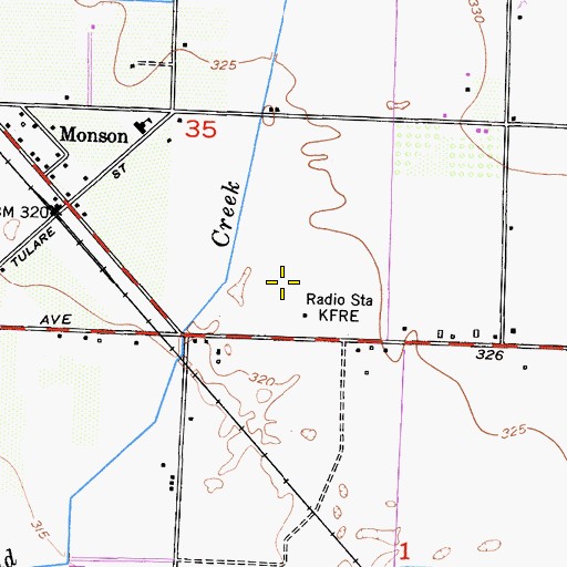 Topographic Map of KFRE-AM (Fresno), CA