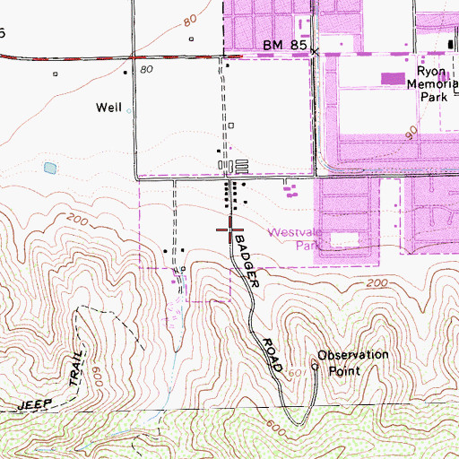 Topographic Map of KLOM-AM (Lompoc), CA