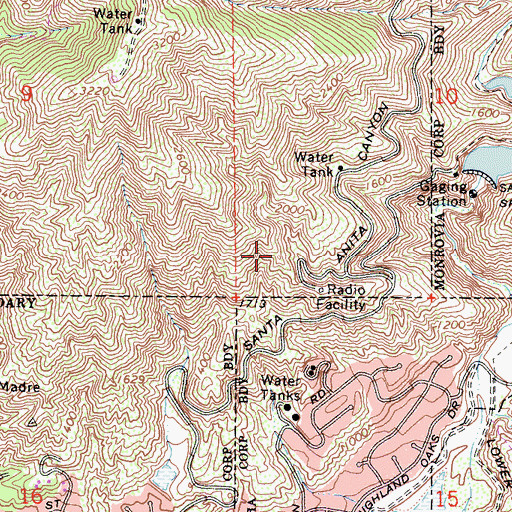 Topographic Map of KMAX-FM (Arcadia), CA