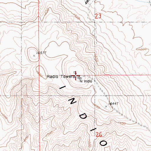 Topographic Map of KCHV-FM (Coachella), CA