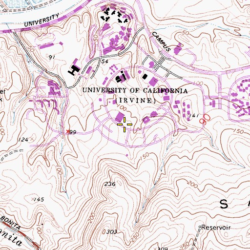 Topographic Map of KUCI-FM (Irvine), CA