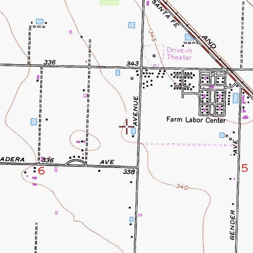 Topographic Map of KSUV-FM (McFarland), CA