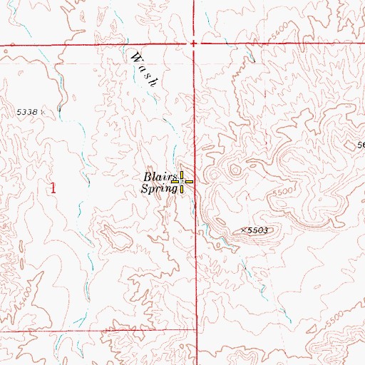 Topographic Map of Blairs Spring, AZ