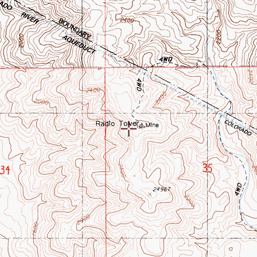Topographic Map of KPSC-FM (Palm Springs), CA