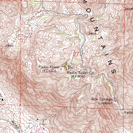 Topographic Map of KOLA-FM (San Bernardino), CA