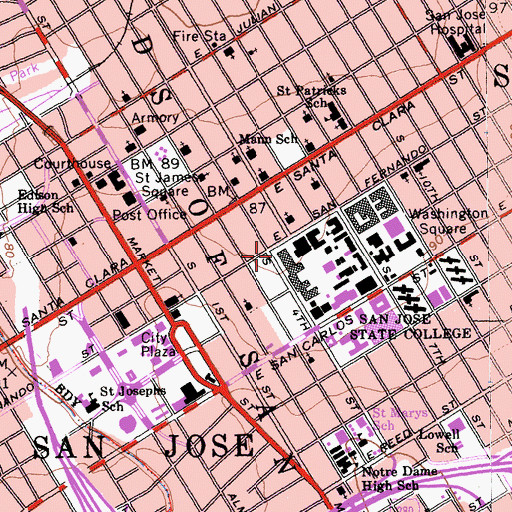 Topographic Map of KSJS-FM (San Jose), CA