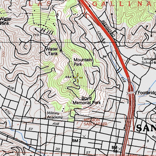 Topographic Map of KTID-FM (San Rafael), CA