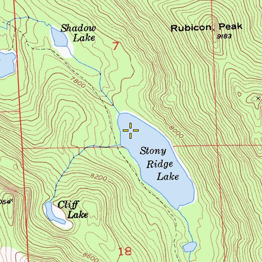 Topographic Map of Stony Ridge Lake 1-032 Dam, CA