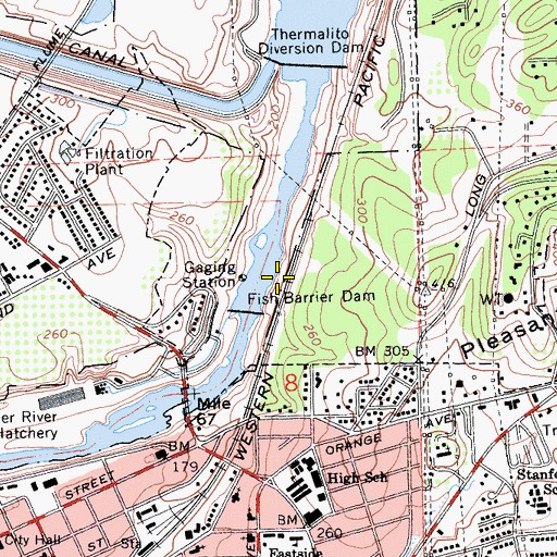 Topographic Map of Feather River Hatchery 1-047 Dam, CA