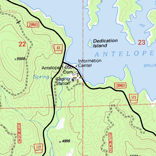 Topographic Map of Antelope 1-050 Dam, CA