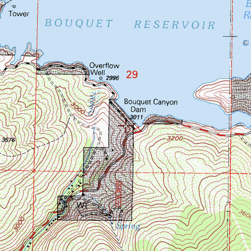 Topographic Map of Bouquet Canyon 6-031 Dam, CA