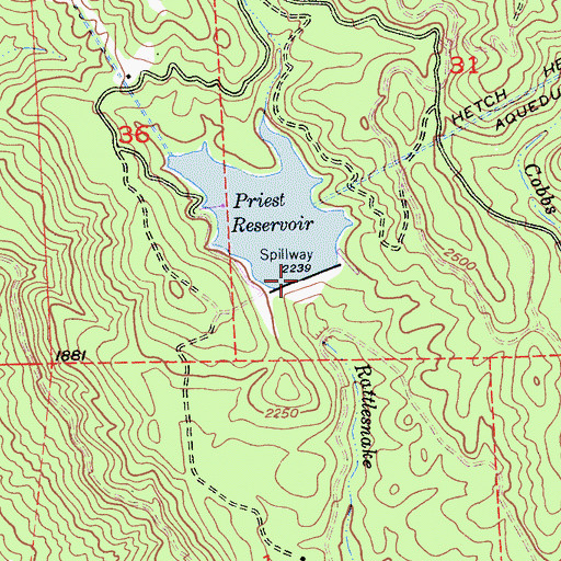 Topographic Map of Priest 9-006 Dam, CA