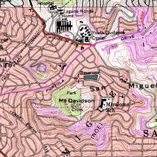 Topographic Map of Twin Peaks Reservoir, CA