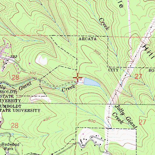 Topographic Map of Arcata 27 Dam, CA
