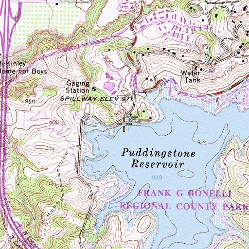 Topographic Map of Puddingstone 32-009 Dam, CA