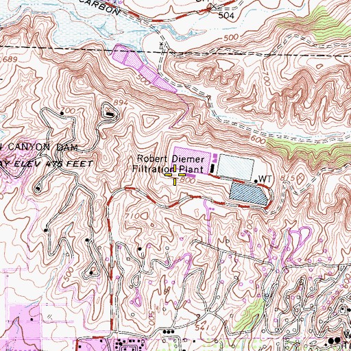 Topographic Map of Diemer Number 8 35-009 Dam, CA