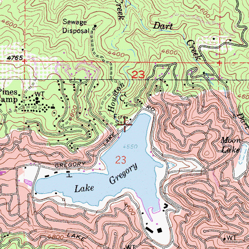 Topographic Map of Lake Gregory 1803-003 Dam, CA