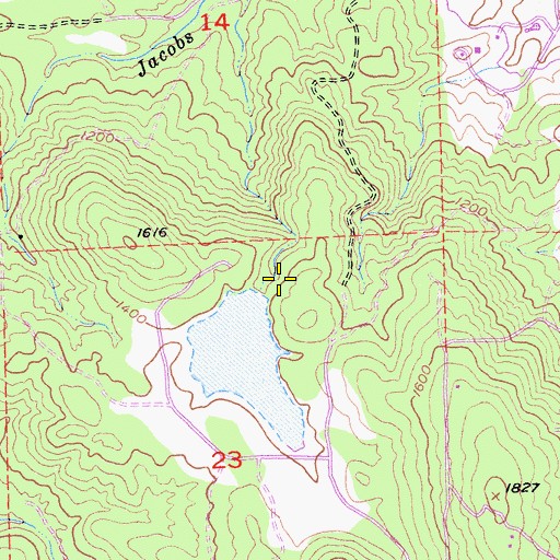 Topographic Map of Jacobs Creek 53-006 Dam, CA