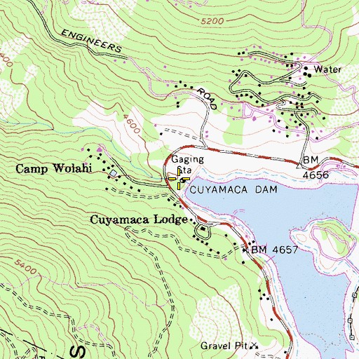 Topographic Map of Cuyamaca 56-000 Dam, CA