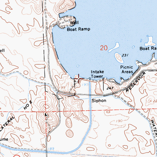 Topographic Map of Modesto Reservoir 59-000 Dam, CA