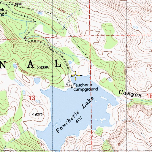 Topographic Map of Faucherie 61-022 Dam, CA