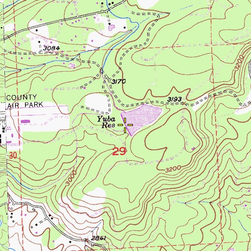 Topographic Map of Loma Rica Airport 61-025 Dam, CA