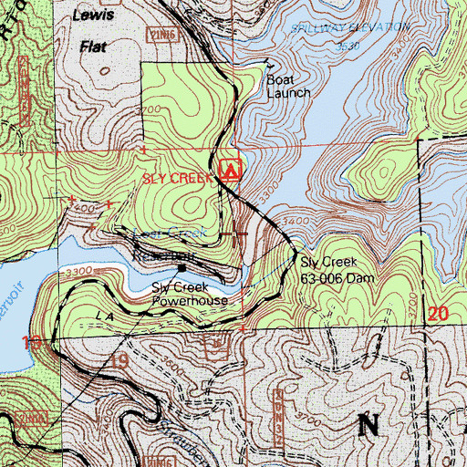 Topographic Map of Sly Creek 63-006 Dam, CA