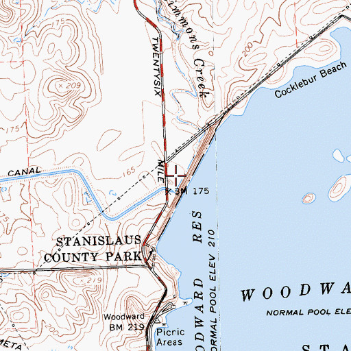 Topographic Map of Woodward 66 Dam, CA